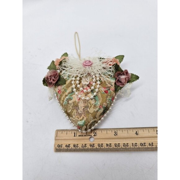 Handmade Victorian Lace & Flowers Christmas Tree Ornament Lot Of 4 ,"Peace",Boho - Picture 9 of 12